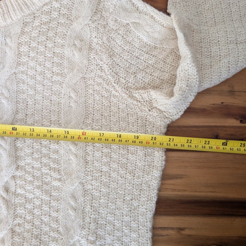Preppy Y2K Style Vila Women's Cream Sweater Cable Knit - Picture 7 of 9